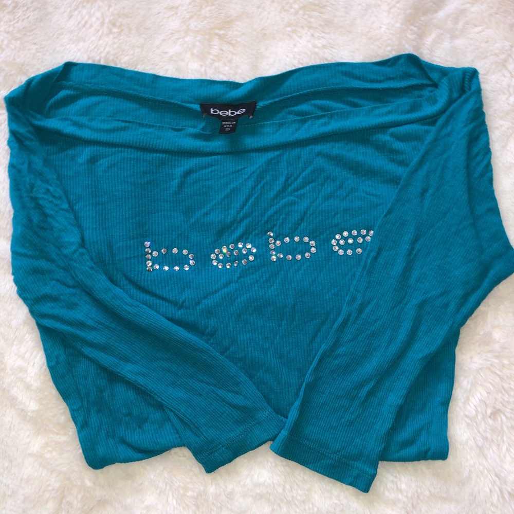 Blue off shoulder Bebe Tight Shirt